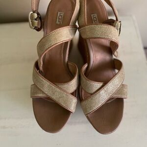 Women's UGG Beige Wedge Sandals